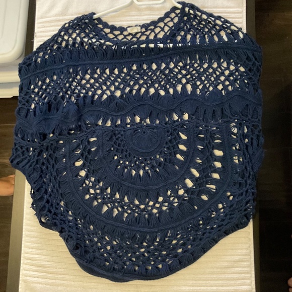 Garage Knitted Poncho shirt blue - Picture 2 of 3